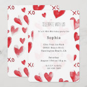 Invitation Red Hearts Love XOXO Anniversaire (Devant / Derrière)