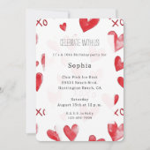 Invitation Red Hearts Love XOXO Anniversaire (Devant)