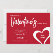 Invitation Red Hearts Script moderne Valentine's Dinner party (Devant)