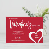 Invitation Red Hearts Script moderne Valentine's Dinner party (Debout devant)