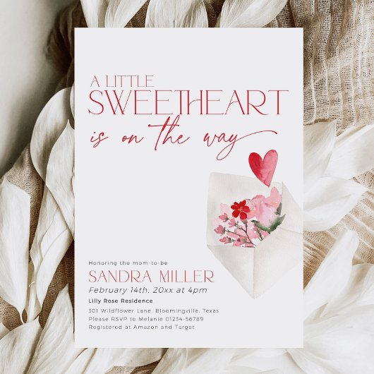 Invitation Red Hearts Valentine Baby shower Love Post