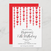 Invitation Red Hearts Valentine fête d'anniversaire (Devant / Derrière)