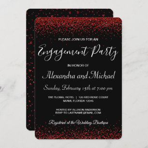 Invitation Red Hearts Valentine's Day Engagement Party