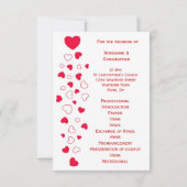 Invitation Red Hearts Valentines Jour Mariage Ordre du servic (Dos)