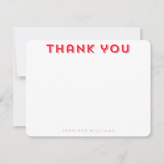 Invitation Red Herringbone Motif Merci Notes (Devant)