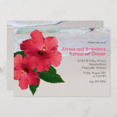 Invitation Red Hibiscus Beach Déjeuner de répétition (Devant / Derrière)