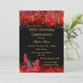Invitation Red High Heels Gold Black parties scintillant fête (Debout devant)