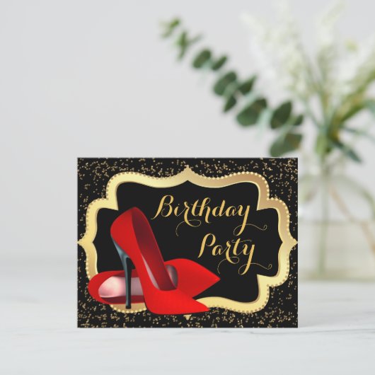 Invitation Red High Heures fête d'anniversaire (Debout devant)