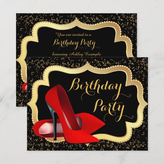 Invitation Red High Heures fête d'anniversaire (Devant / Derrière)