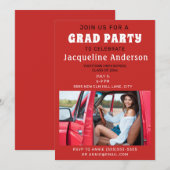 Invitation Red High School College Graduation Party Photo (Devant / Derrière)