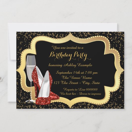 Invitation Red High talon Chaussure fête d'anniversaire (Dos)