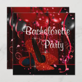 Invitation Red High talon Chaussures Red Bachelorette Party (Devant / Derrière)