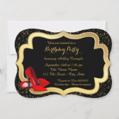 Invitation Red High talon Noir et or fête d'anniversaire (Dos)