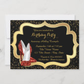 Invitation Red High talon Noir et or fête d'anniversaire (Dos)