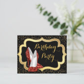 Invitation Red High talon Noir et or fête d'anniversaire (Debout devant)