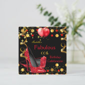 Invitation Red High Talons Gold Ballons fête d'anniversaire (Debout devant)