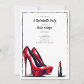 Invitation Red High Talons & Lipstick Bachelorette Party (Devant)