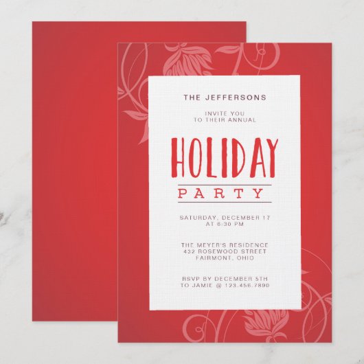 Invitation Red Holiday Party (Devant / Derrière)