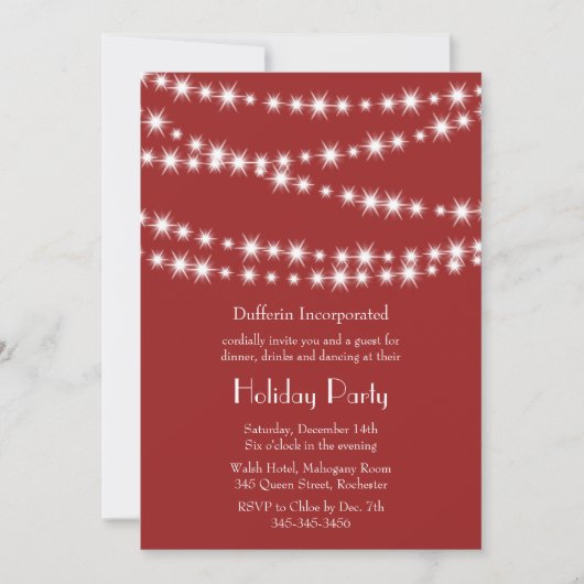 Invitation Red Holiday Twinkle Lights (Devant)
