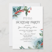 Invitation Red Holly Berry CORPORATE Fête de Noël (Devant)