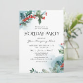 Invitation Red Holly Berry CORPORATE Fête de Noël (Debout devant)