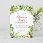 Invitation Red Holly Berry Mistletoe Fête de Noël (Debout devant)