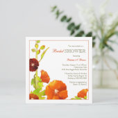 Invitation Red Hollyhocks Fête des mariées unique (Debout devant)