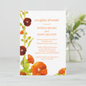 Invitation Red Hollyhocks Floral Mariage Couples Douche (Debout devant)