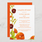 Invitation Red Hollyhocks Floral Mariage Couples Douche (Devant / Derrière)