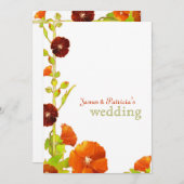 Invitation Red Hollyhocks Mariage élégant (Devant / Derrière)