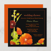 Invitation Red Hollyhocks Wedding shower noir (Devant / Derrière)