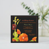 Invitation Red Hollyhocks Wedding shower noir (Debout devant)