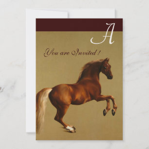 Invitation RED HORSE Party Gold Metallic