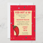 Invitation Red Hot Pepper 50th Birthday Party<br><div class="desc">Drôle Red Hot et 50 invitation de fête d'anniversaire. Célébrez cet anniversaire marquant avec cette drôle d'invitation au poivre rouge. L'âge peut être changé,  Customisez avec vos informations personnelles.</div>