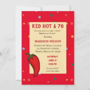 Invitation Red Hot Pepper 70th Birthday Party