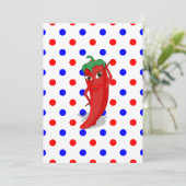 Invitation Red Hot Pepper Diva Rouge Bleu Pois (Debout devant)