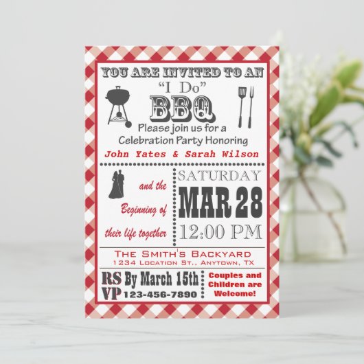 Invitation Red I Do Barbecue (Debout devant)
