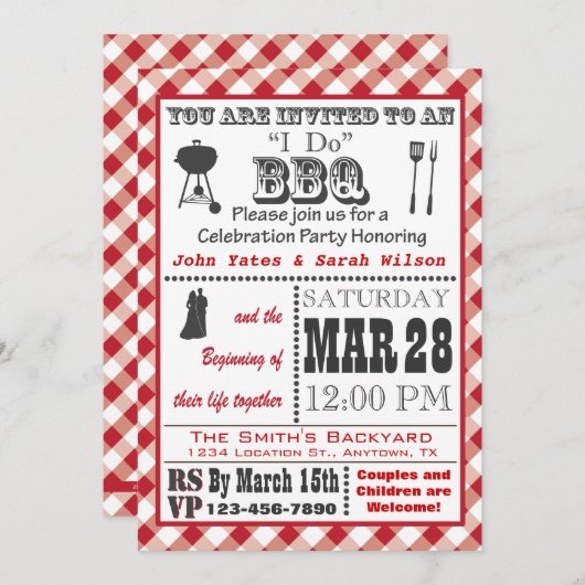 Invitation Red I Do Barbecue (Devant / Derrière)