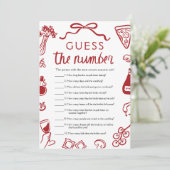 Invitation Red Italian Devinez le jeu de Fête des mariées num (Debout devant)