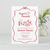 Invitation Red Italian Pasta and Pizza Doodles Bridal (Debout devant)