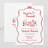 Invitation Red Italian Pasta and Pizza Doodles Bridal (Devant / Derrière)