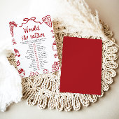 Invitation Red Italian Would She Rather Baby Shower Game