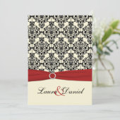 Invitation Red, Ivory et Black Mariage damassé (Debout devant)