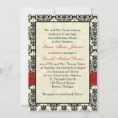 Invitation Red, Ivory et Black Mariage damassé (Dos)
