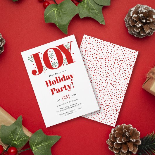Invitation Red Joy avec baies photo de Noël