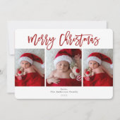 Invitation Red Joyeux Noël White Wood Holiday Photo (Devant)