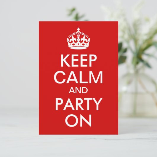Invitation Red Keep Calm et la fête à l'anniversaire (Debout devant)