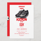 Invitation Red Kickin it Soccer Anniversaire (Devant / Derrière)
