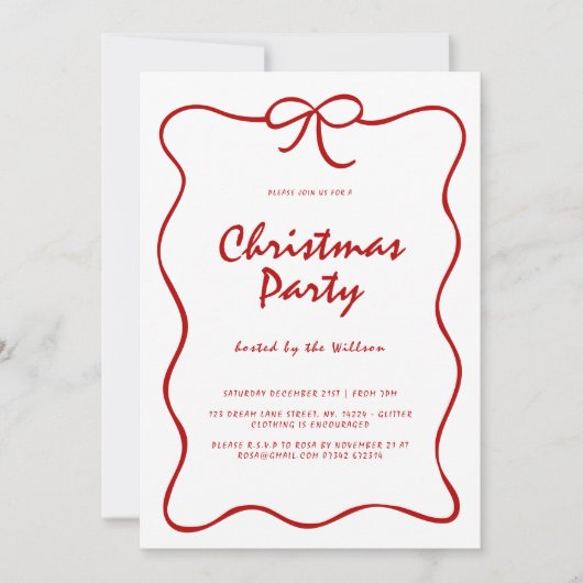 Invitation Red Knot Modern Christmas Party (Devant)