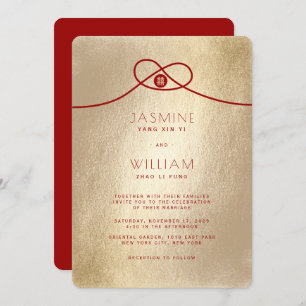 Invitation Red Knot Union Double Bonheur Mariage chinois